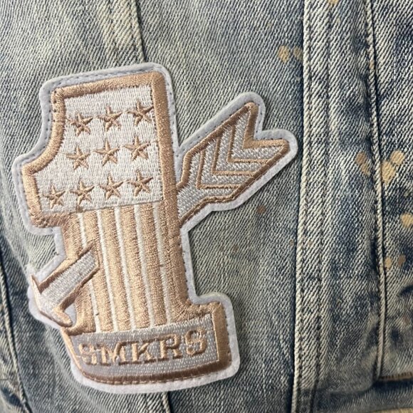 smoke rise men's jean jacket with Patches XL - Picture 11 of 16